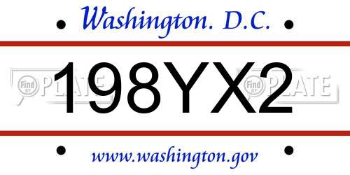 198YX2 District Of Columbia License Plate