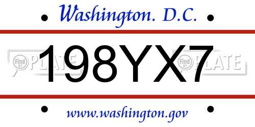 198YX7 District Of Columbia License Plate