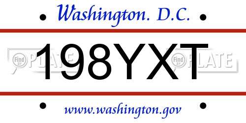 198YXT District Of Columbia License Plate