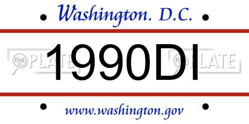 1990DI District Of Columbia License Plate