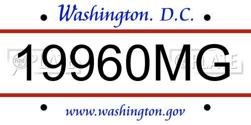 19960MG District Of Columbia License Plate