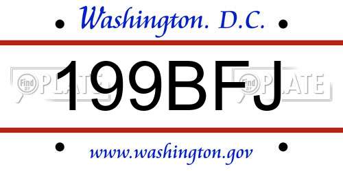 199BFJ District Of Columbia License Plate