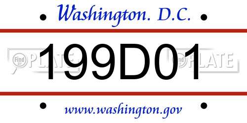 199D01 District Of Columbia License Plate