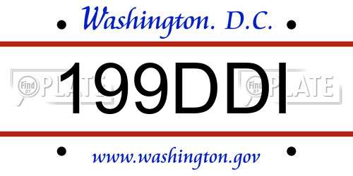 199DDI District Of Columbia License Plate