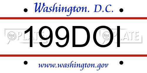 199DOI District Of Columbia License Plate