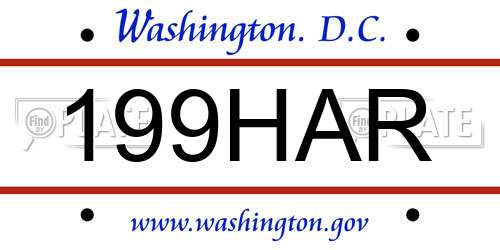 199HAR District Of Columbia License Plate