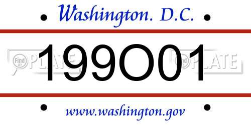 199O01 District Of Columbia License Plate