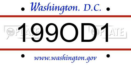 199OD1 District Of Columbia License Plate