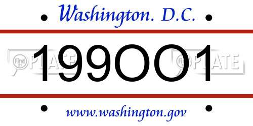 199OO1 District Of Columbia License Plate