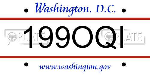 199OQI District Of Columbia License Plate