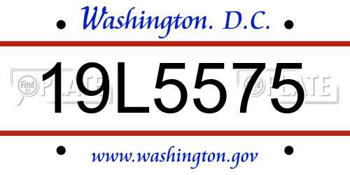 19L5575 District Of Columbia License Plate