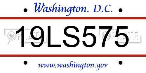 19LS575 District Of Columbia License Plate