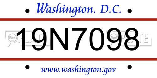 19N7098 District Of Columbia License Plate