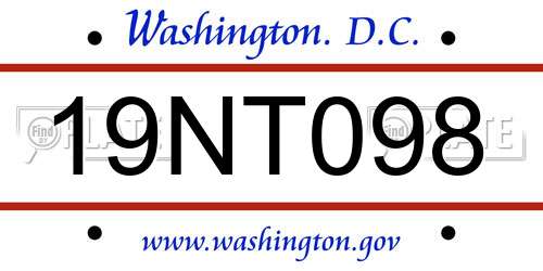 19NT098 District Of Columbia License Plate