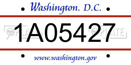 1A05427 District Of Columbia License Plate