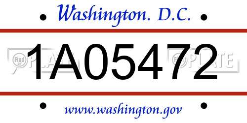 1A05472 District Of Columbia License Plate