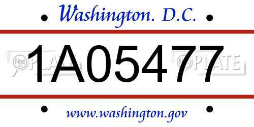 1A05477 District Of Columbia License Plate