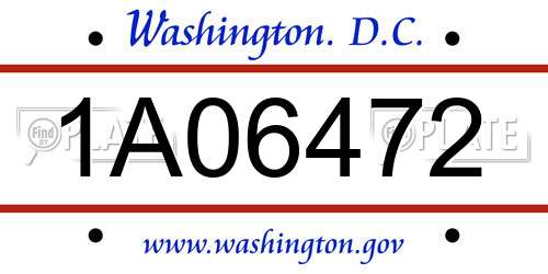1A06472 District Of Columbia License Plate