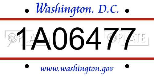 1A06477 District Of Columbia License Plate