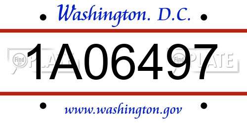 1A06497 District Of Columbia License Plate