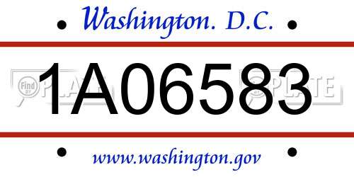 1A06583 District Of Columbia License Plate