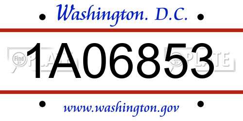 1A06853 District Of Columbia License Plate