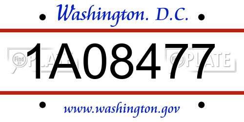 1A08477 District Of Columbia License Plate