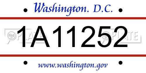 1A11252 District Of Columbia License Plate