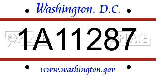 1A11287 District Of Columbia License Plate