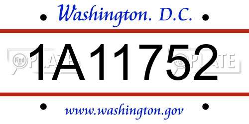 1A11752 District Of Columbia License Plate
