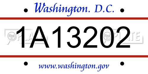 1A13202 District Of Columbia License Plate