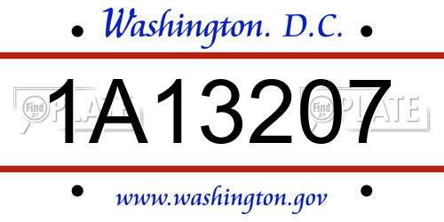 1A13207 District Of Columbia License Plate