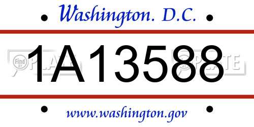 1A13588 District Of Columbia License Plate