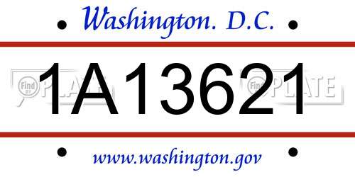 1A13621 District Of Columbia License Plate