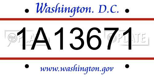 1A13671 District Of Columbia License Plate