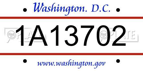 1A13702 District Of Columbia License Plate
