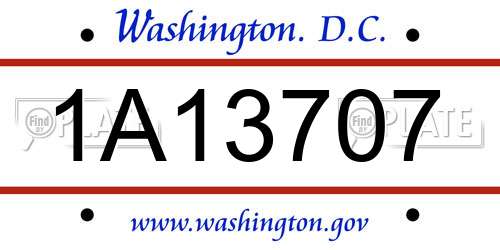 1A13707 District Of Columbia License Plate
