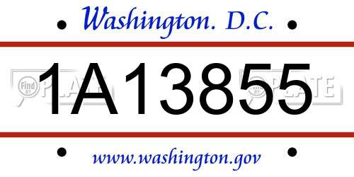 1A13855 District Of Columbia License Plate