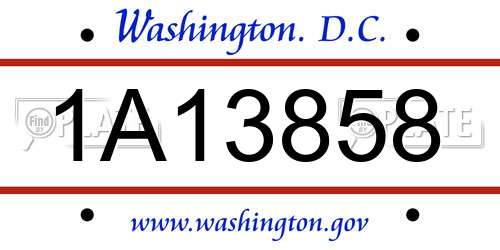 1A13858 District Of Columbia License Plate