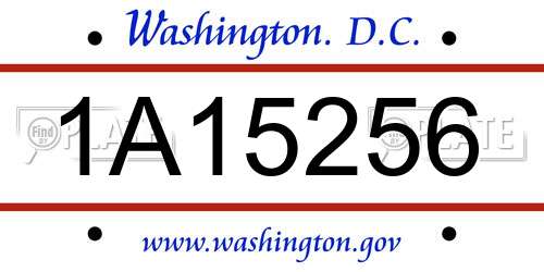 1A15256 District Of Columbia License Plate