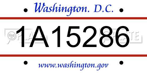 1A15286 District Of Columbia License Plate