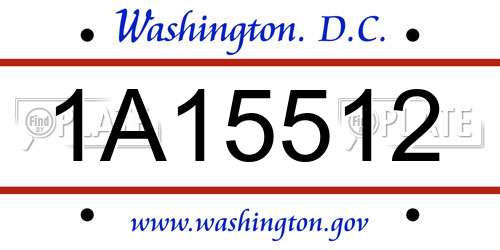 1A15512 District Of Columbia License Plate