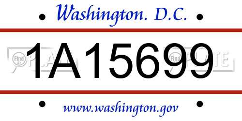 1A15699 District Of Columbia License Plate