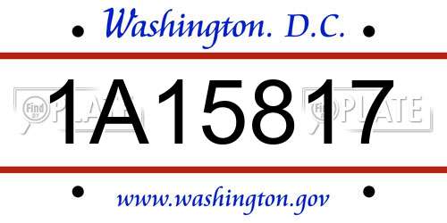 1A15817 District Of Columbia License Plate