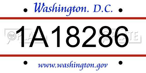 1A18286 District Of Columbia License Plate