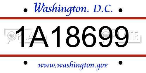 1A18699 District Of Columbia License Plate