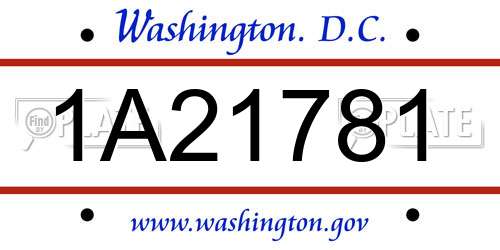 1A21781 District Of Columbia License Plate