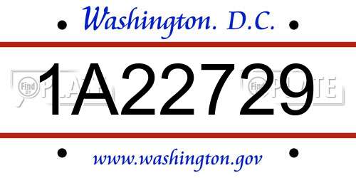 1A22729 District Of Columbia License Plate