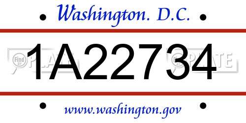 1A22734 District Of Columbia License Plate