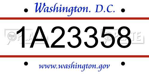 1A23358 District Of Columbia License Plate